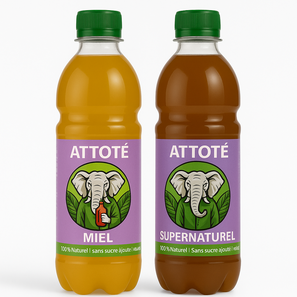Offre Découverte Limitée 🌿 Lot de 2 Bouteilles Attoté Original 500ml – Supernaturel & Miel | 100% Naturel, Sans Sucre Ajouté, Vegan