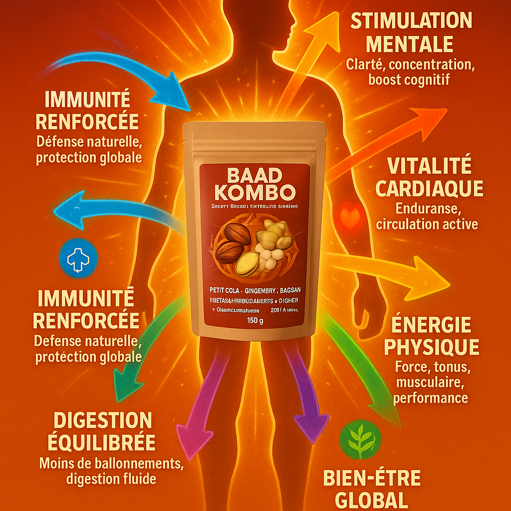 BAAD KOMBO – Super Poudre Naturelle Énergisante (Petit Cola + Gingembre + Baobab) – 100% BIO ( 150 grammes)