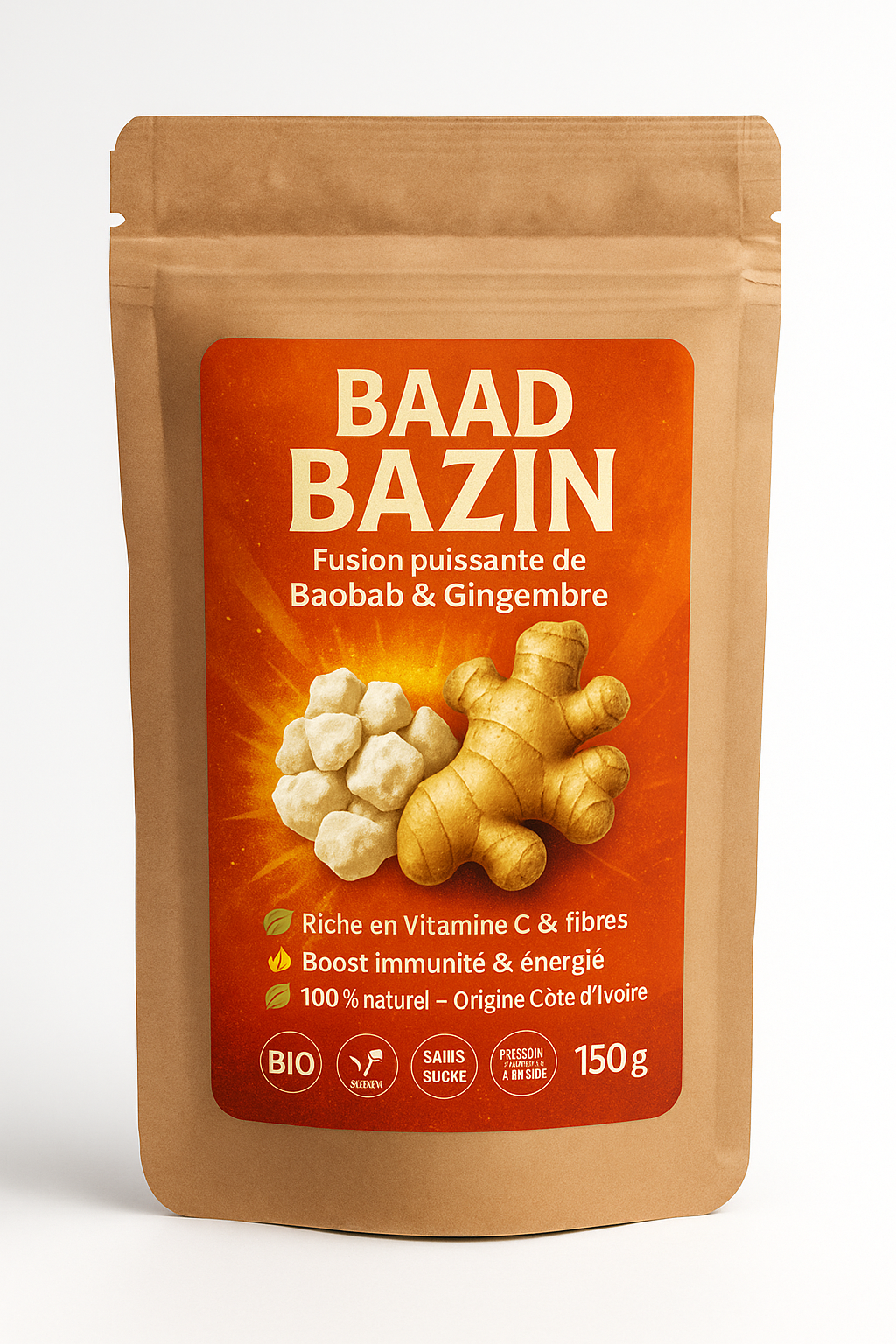 Superaliment Baobab & Gingembre | Poudre Énergisante 100% Naturelle – Immunité, Digestion, Vitalité Boostez votre énergie naturellement avec Il S’abit : poudre fusion baobab + gingembre. Superfood bio, immunité, digestion, tonus. Made in Africa.
