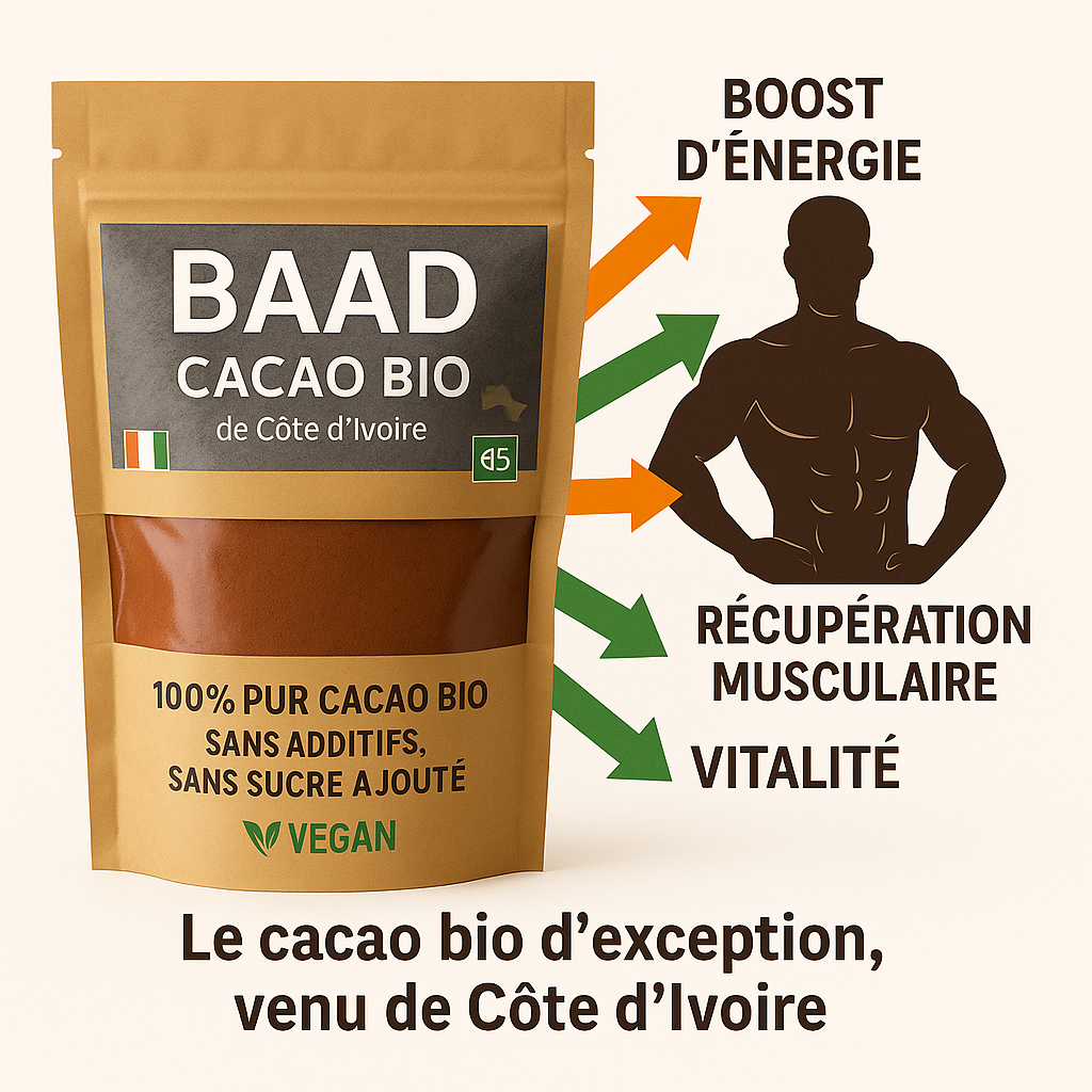 Cacao en Poudre Bio – 200g | Sans Sucre | Vegan | Sachet Zippé Fraîcheur Optimale