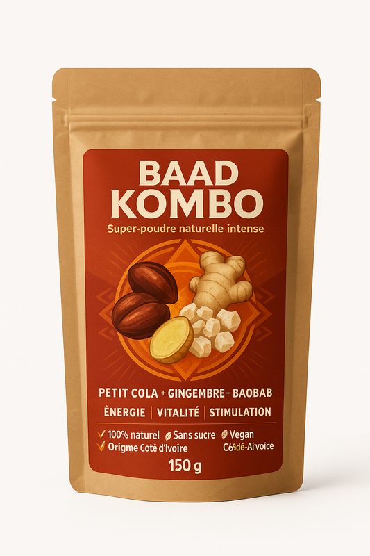 BAAD KOMBO – Super Poudre Naturelle Énergisante (Petit Cola + Gingembre + Baobab) – 100% BIO ( 150 grammes)