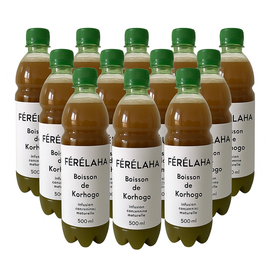Boisson Fêrêlaha –  Lot de 10 x 500ml  Infusion Concentrée Naturelle de Korhogo | Gingembre, Moringa, Hibiscus