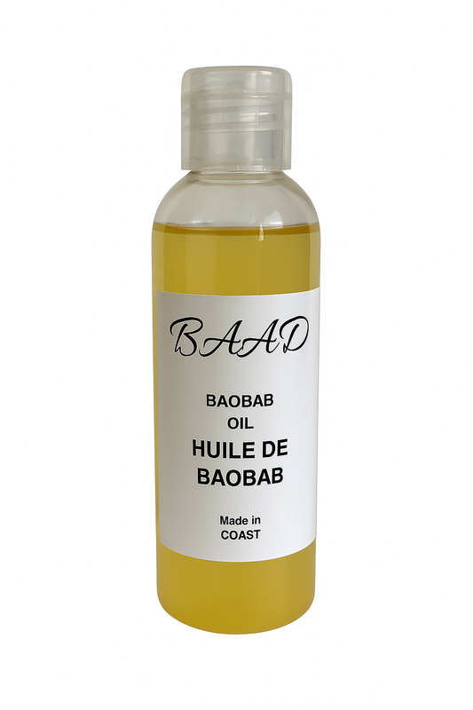 "Huile Naturelle de Baobab 100% Pure – Trésor de  Côte d’Ivoire pour Peau et Cheveux" en flacon de 100 ml .La nouvelle huile bio sensation pour se sentir plus sensuel(le).