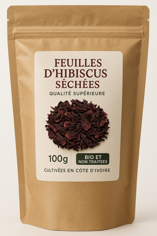 Feuilles d'Hibiscus Séchées - Qualité Supérieure - 100g - Bio et Non Traitées - Cultivées en Côte d'Ivoire Marque : Générique