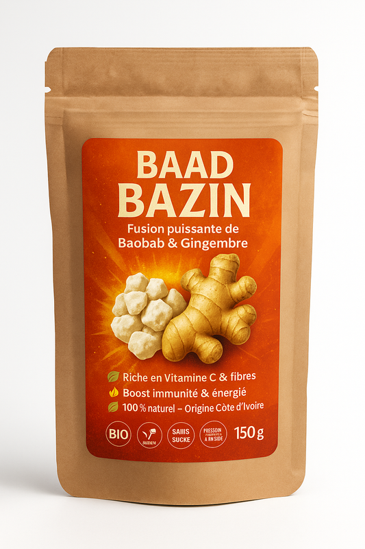 Superaliment Baobab & Gingembre | Poudre Énergisante 100% Naturelle – Immunité, Digestion, Vitalité Boostez votre énergie naturellement avec Il S’abit : poudre fusion baobab + gingembre. Superfood bio, immunité, digestion, tonus. Made in Africa.